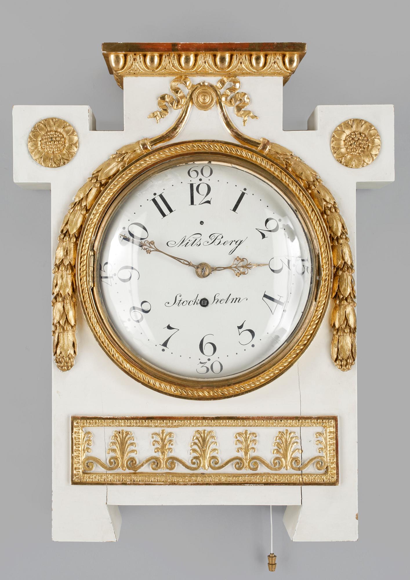 VÄGGPENDYL, gustaviansk, Nils Berg (verksam i Stockholm 1751-1794).