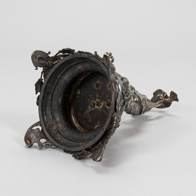 Silver-plated horn decoration, the end of 19th century. Height 93 cm.