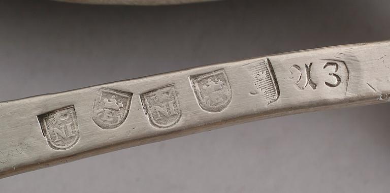 KALLSKÅL, MATSKÅL SAMT RAGUSKED, tenn, svenska stämplar, 1700-/1800-tal.