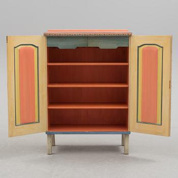 A Vidar Malmsten painted cabinet, Carl Malmsten AB, Sweden 1985, decorated by Liselotte Malmsten.