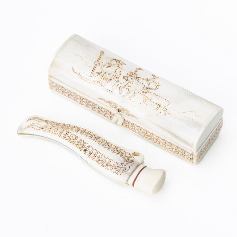 Bertil Fällman jewellery knife in box, signed, 1990s.