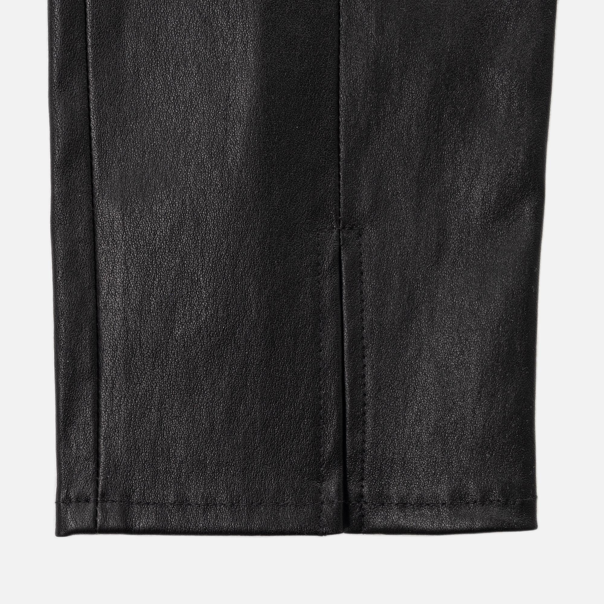 The Row, a black leather top and pants, size 0.