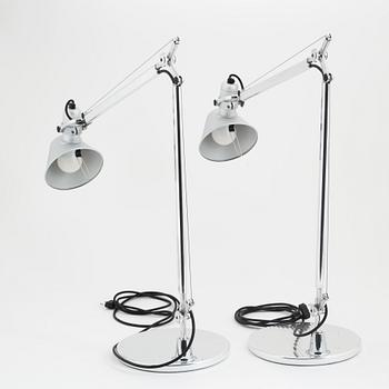 Michele De Lucchi & Giancarlo Fassina, a pair of 'Tolomeo' table lights, Artemide, Italy.