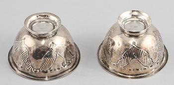 SUPKOPPAR, ett par, silver, Petter Gillberg, Varberg, 1791. Vikt 25 g.