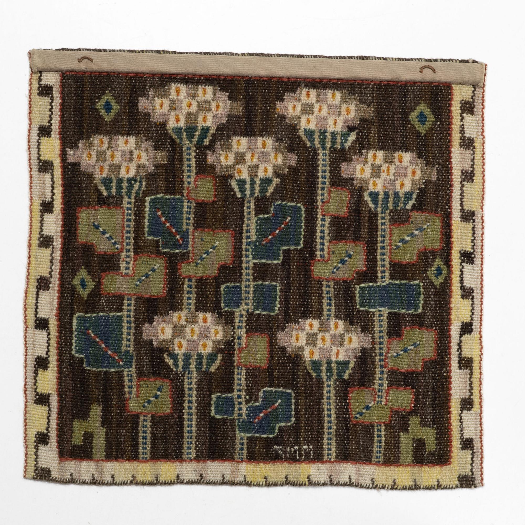 Märta Måås-Fjetterström, a textile,”Taklök”, tapestry weave, ca 39 x 40 cm, signed AB MMF.