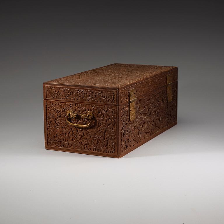 A Hardwood rectangular box, Qing dynasty (1644-1912).