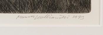 MANNO KALLIOMÄKI, etching, signed and dated 1973, numbered työvedos 5/5.