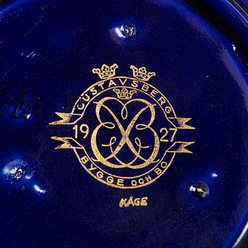 Wilhelm Kåge, a vase, jar with cover, flower pot and plate, Gustavsberg, Sweden, 1924-1930.