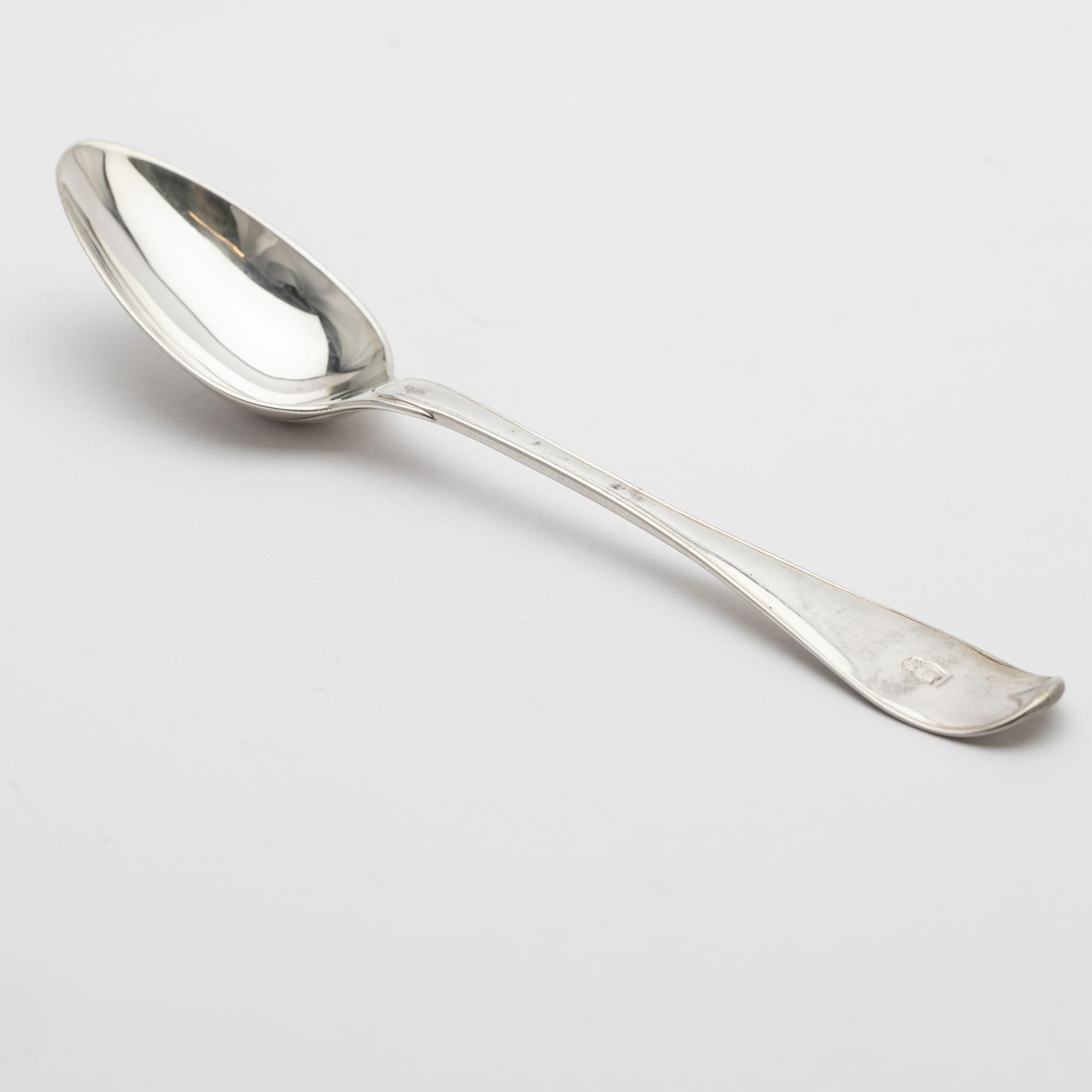 Table spoons, 12 pcs, silver, Stockholm, late 18th century/early 19th century.