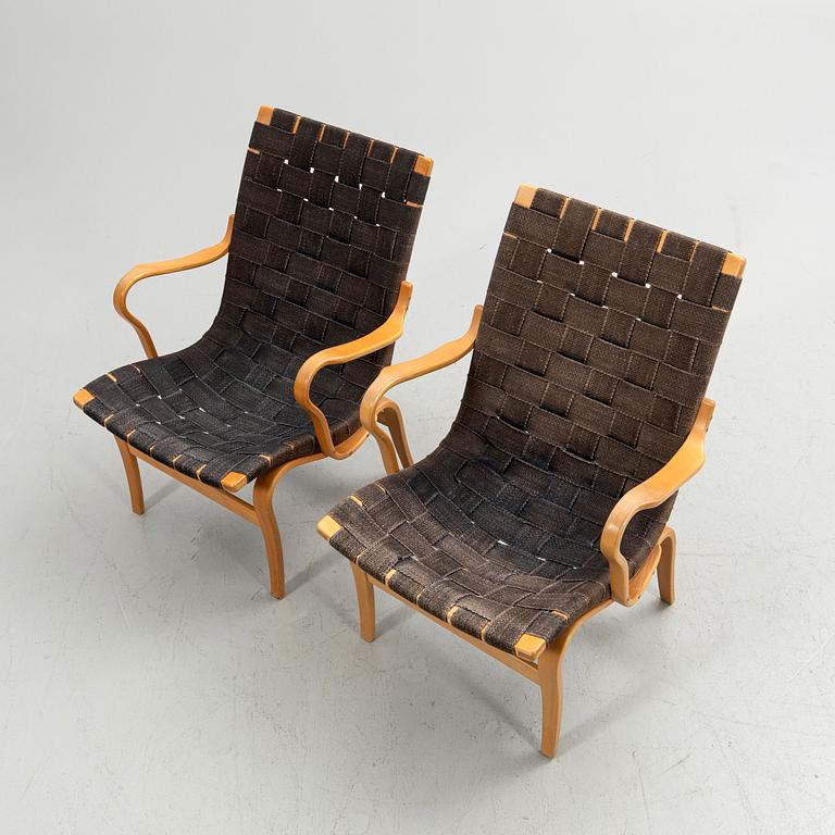 Bruno Mathsson, armchairs, a pair, "Eva", Bruno Mathsson International, Värnamo, second half of the 20th century.