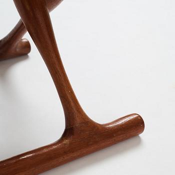 Poul Hundevad, a "Guldhøj" teak and leather Folding Stool for Vamdrup, Denmark 1960's.