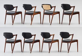 A set of eight Kai Kristiansen palisander 'model 42' chairs, Schou Andersen Møbelfabrik, Denmark 1950-60's.