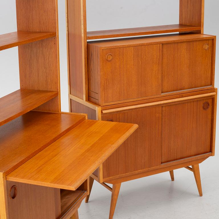 Bookshelves, a pair, mid-20th century.
