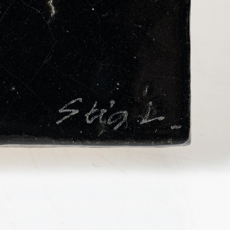 Stig Lindberg, a glazed stoneware plaque, Gustavsberg Studio 1950s-60s.