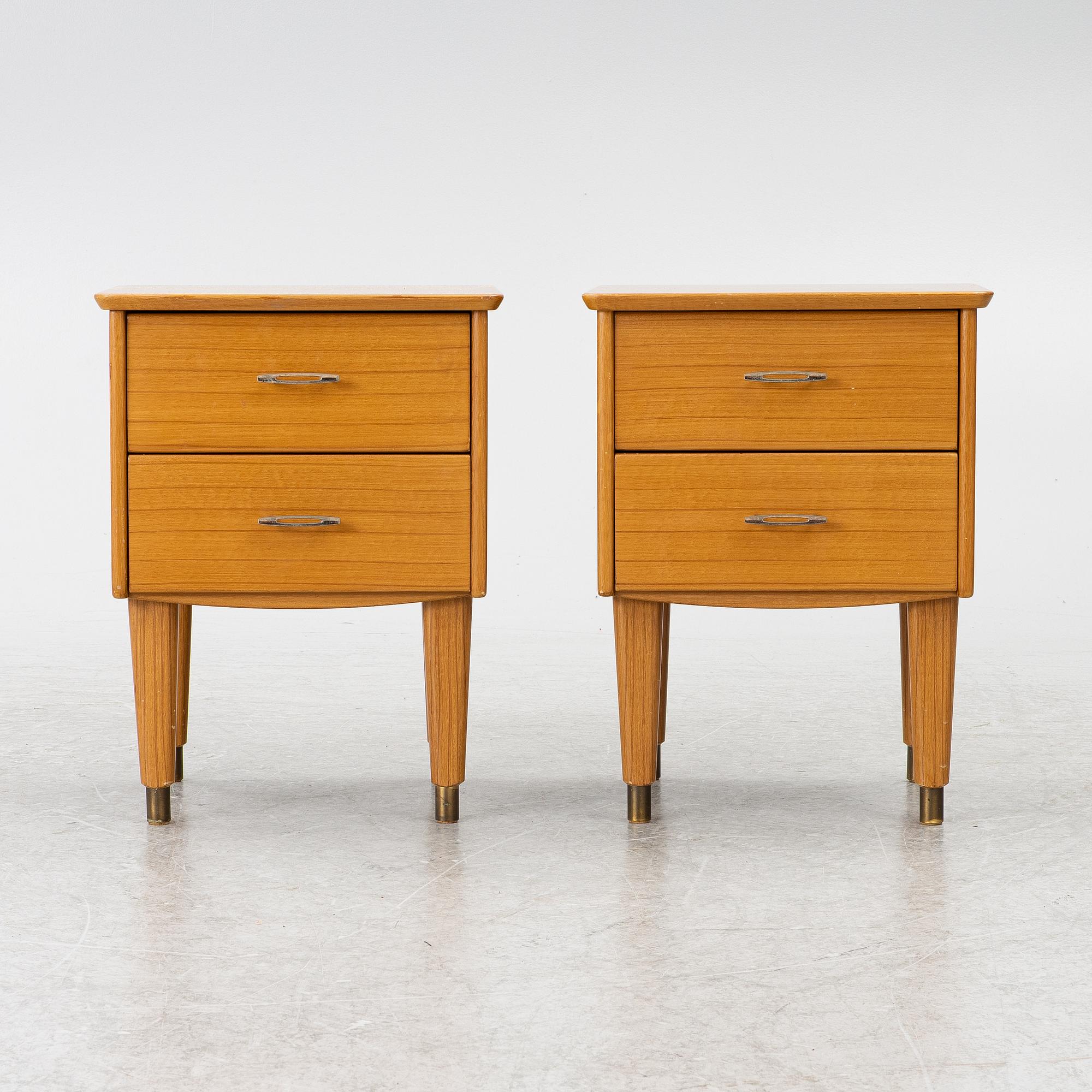 Bedside tables, a pair, mid-20th century.