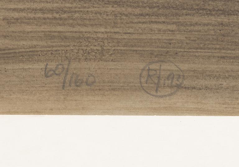 Roj Friberg, färglitografi, monogramsignerad, numrerad 60/160 och daterad -93.