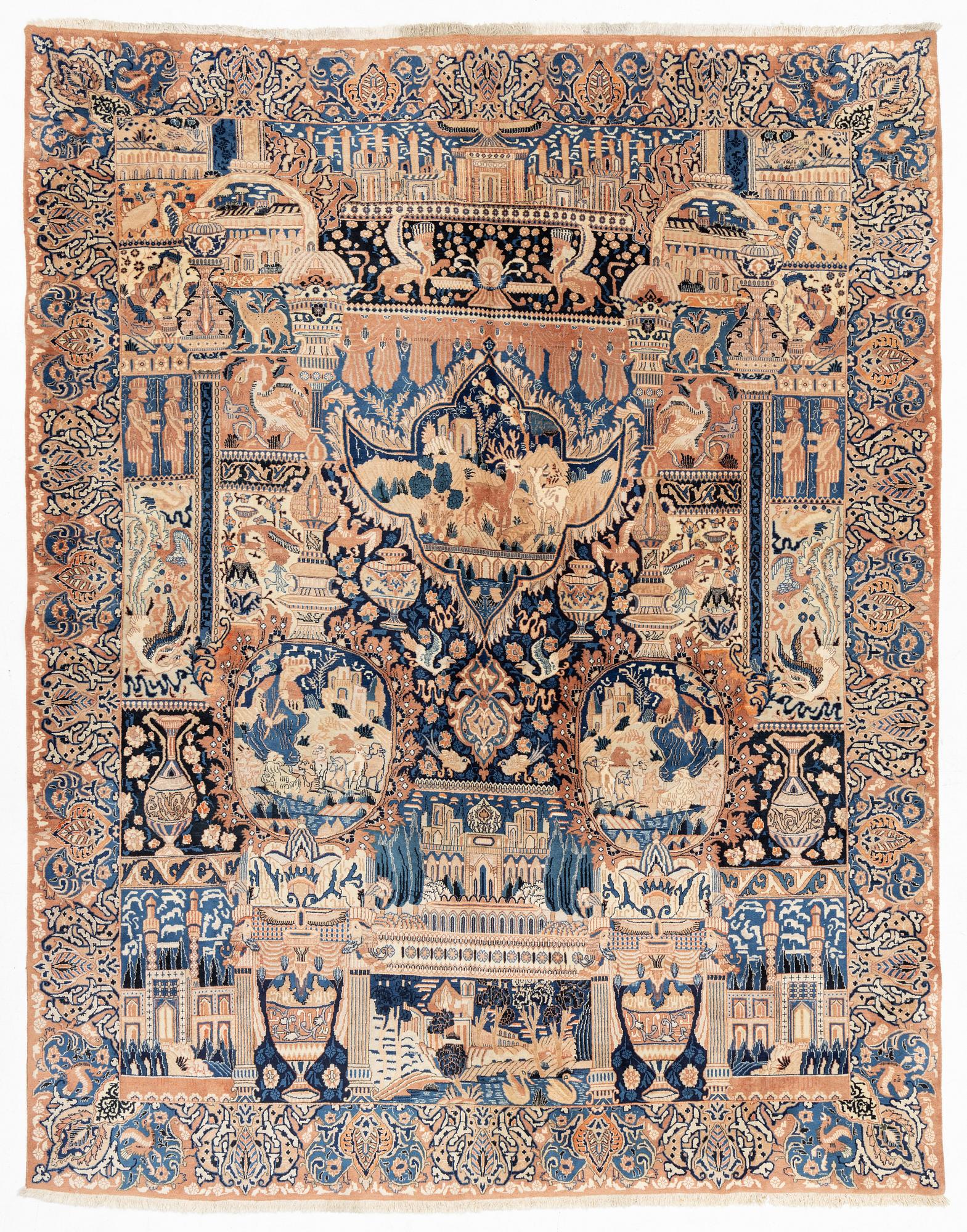 A figural Kashmar carpet, c. 375 x 295 cm.