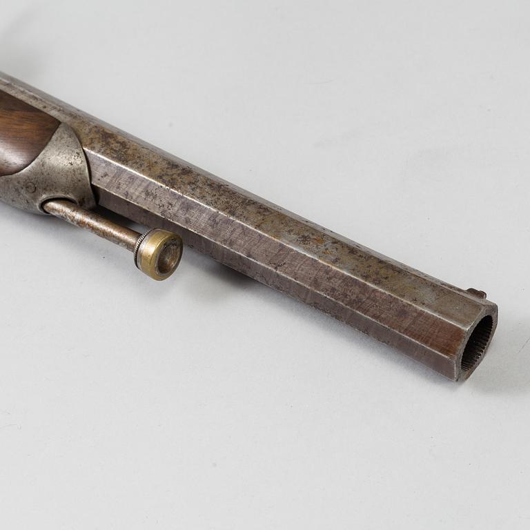 A 1840's French cased percussion pistols marked: Mre Rle de Maubeuge.