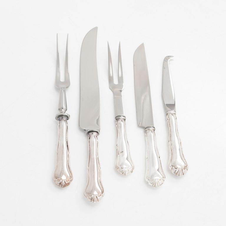 A 78-piece silver 'Chippendale' cutlery set, 1978-2007. Various Finnish manufacturers.