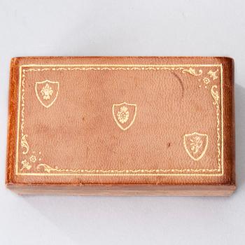 ETUIER, 3 st, läder, Italien, Frankrike 1900-tal.