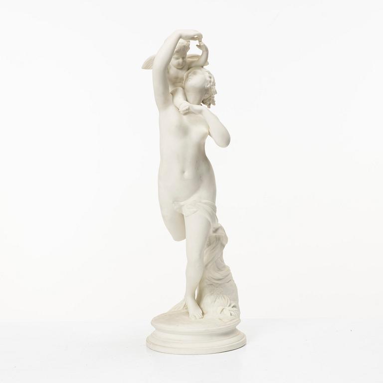 Charles Auguste Fraikin, after, 'Venus and Cupid', Gustafsberg, late 19th century.