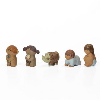 Lisa Larson, five stoneware figurines, Gustavsberg, Sweden.