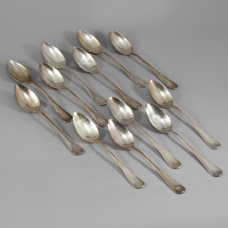 MATSKEDAR, 12 st, silver, C G Hallberg, Stockholm, 1950-tal, vikt 831 g.