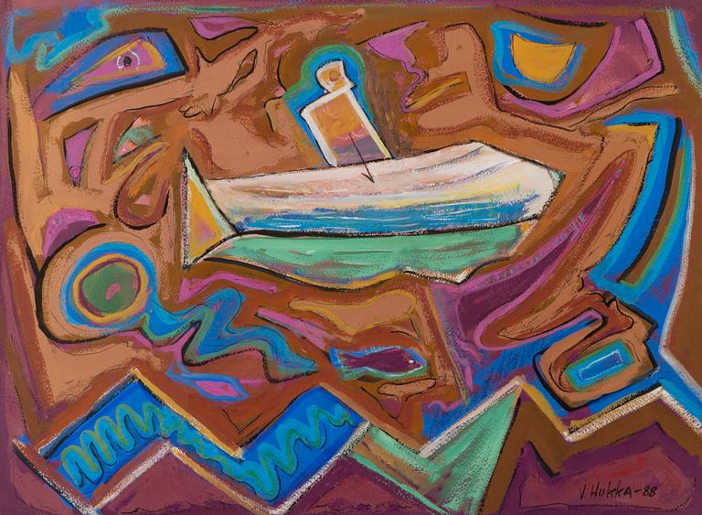 VEIJO HUKKA, gouache, signed and daters -88.