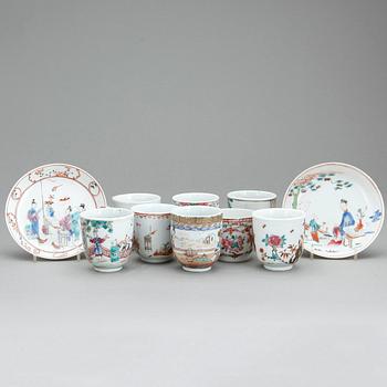 KOPPAR, 8 st, porslin, Qianlong, Kina 1700-tal.