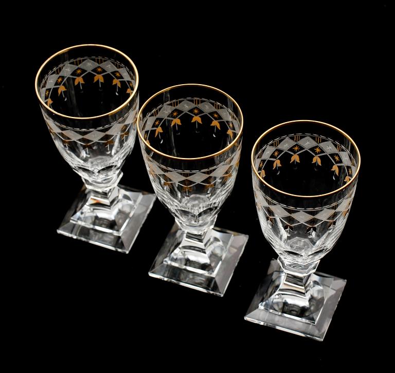 VINGLAS, 8 st, glas, Odelberg, 1900-tal.