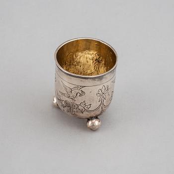 A parcel-gilt silver beaker, Moscow 18th century.