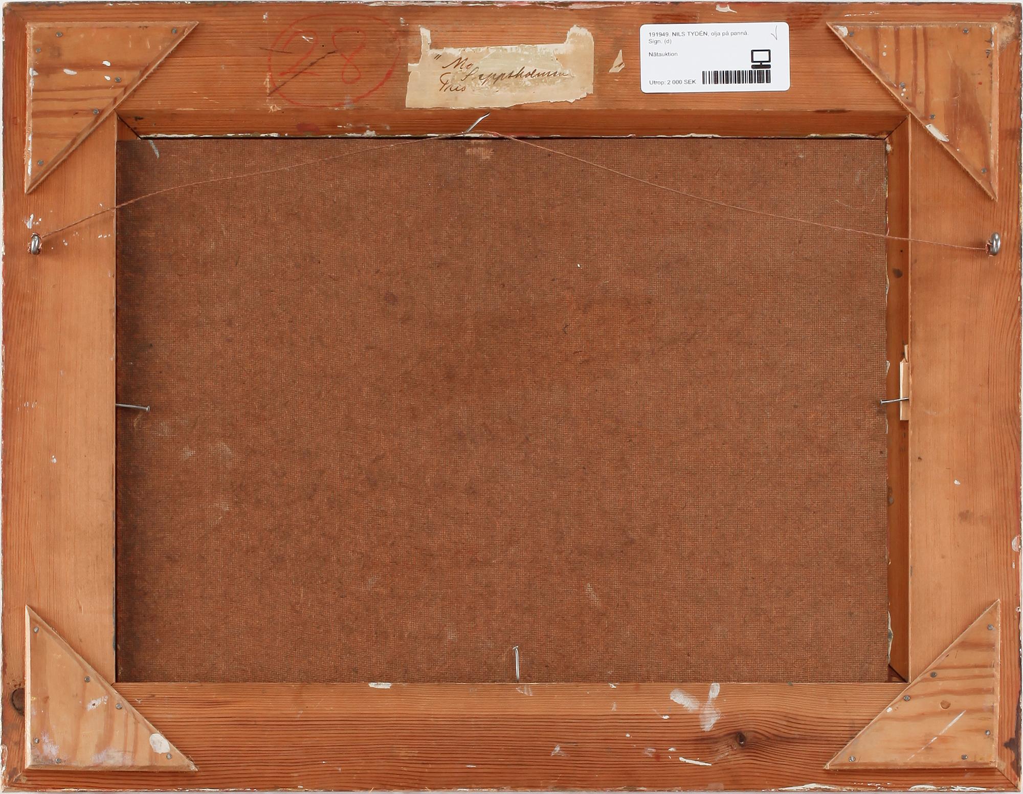 NILS TYDÉN, olja på pannå. Sign.