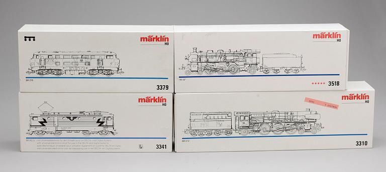 PARTI LOK, 4 st, Märklin H0 3379, 3518, 3310 samt 3341, 1900/2000-tal.