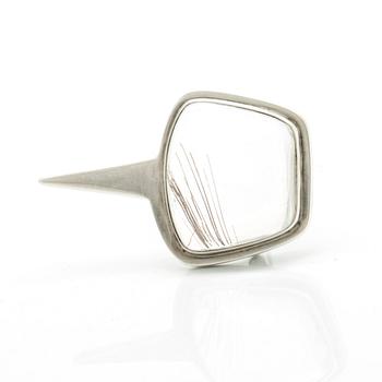 Brooch sterling silver rutile quartz, brooch approx 6 x 4 cm, Guld och Silversmide Gunnar Nilsson Halmstad 1957.