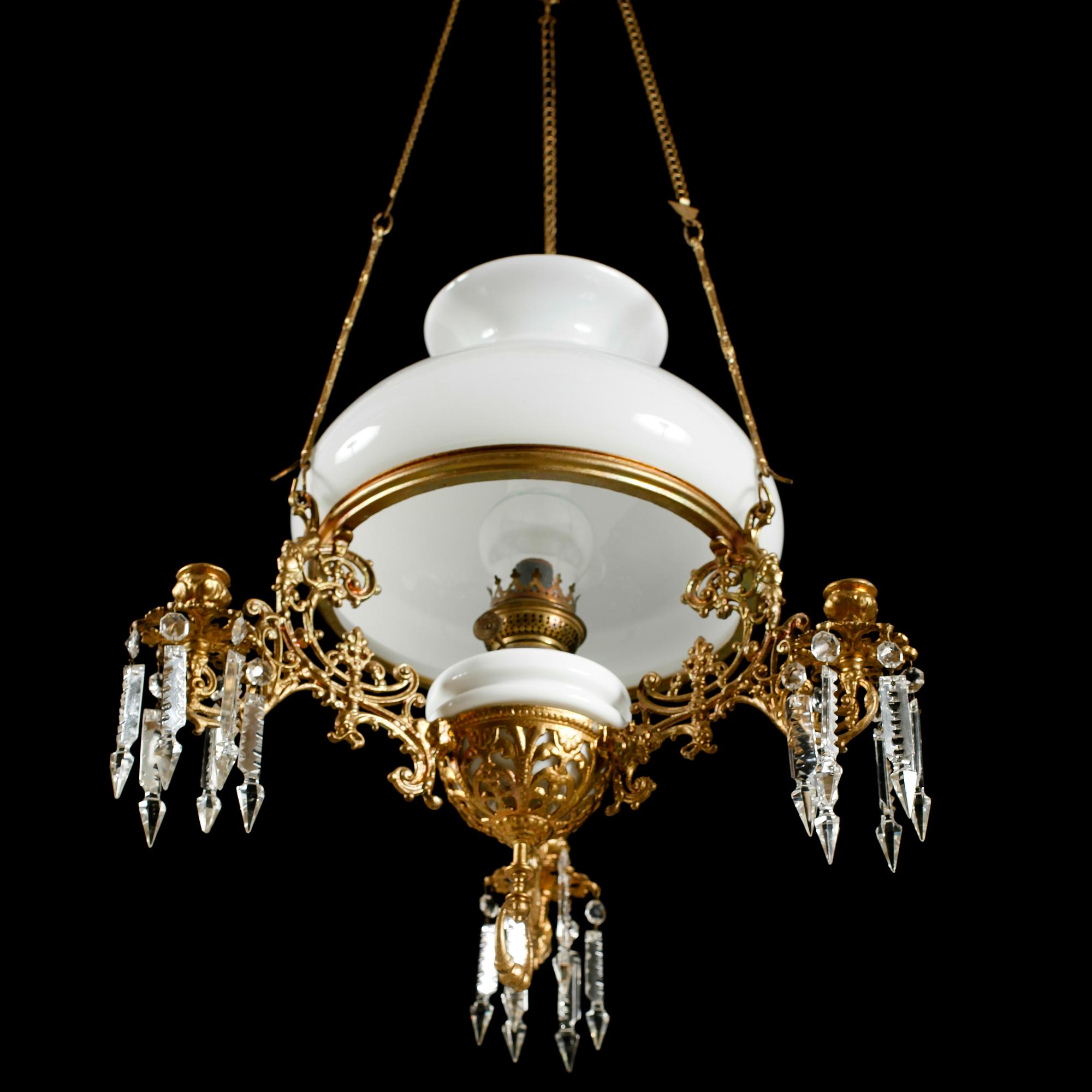 HÄNGFOTOGENLAMPA, 1800-talets andra hälft. Höjd 92 cm.
