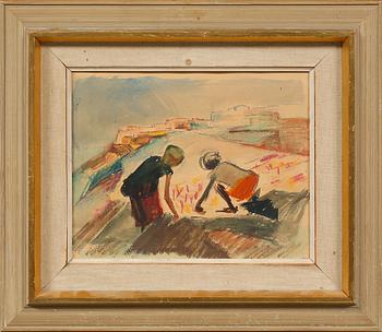 BRITA HANSSON, 2 st, blandteknik, monogramsignerade.