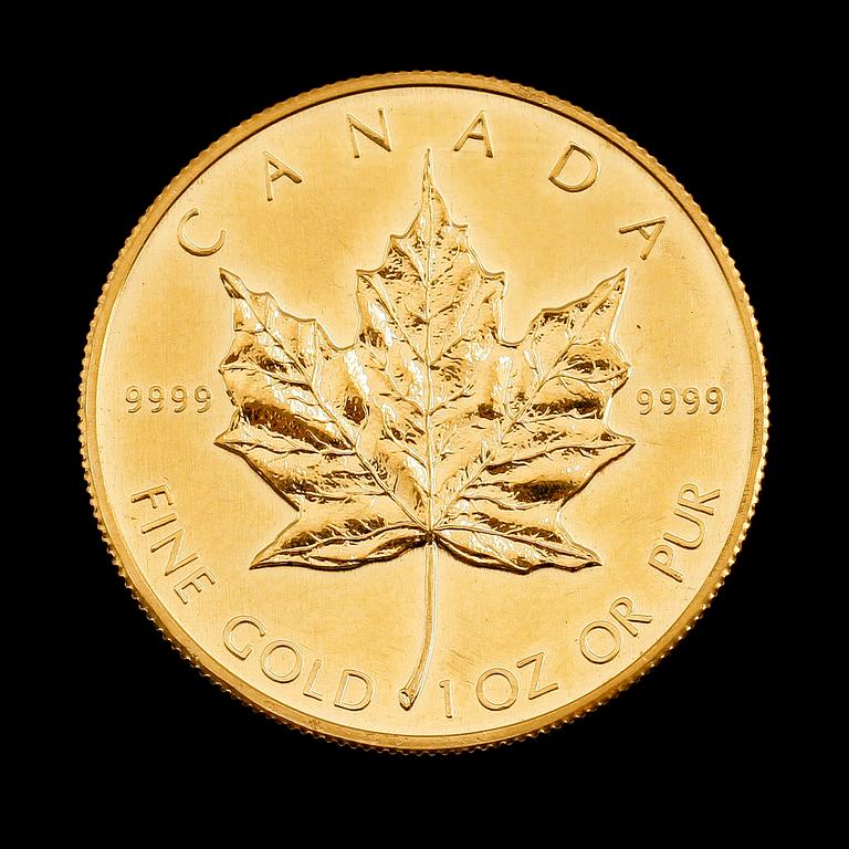 GULDMYNT, fine gold, 50 dollar, Elizabeth II, Canada, 1983. Vikt ca 31 gram.
