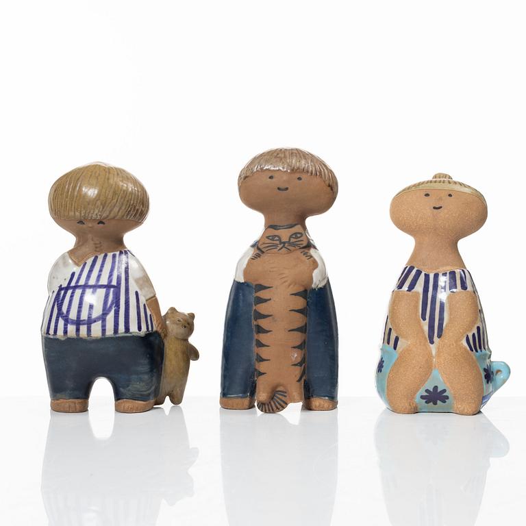 Lisa Larson, figuriner, 3 st, stengods, ur serien "Larsons ungar", Gustavsberg.