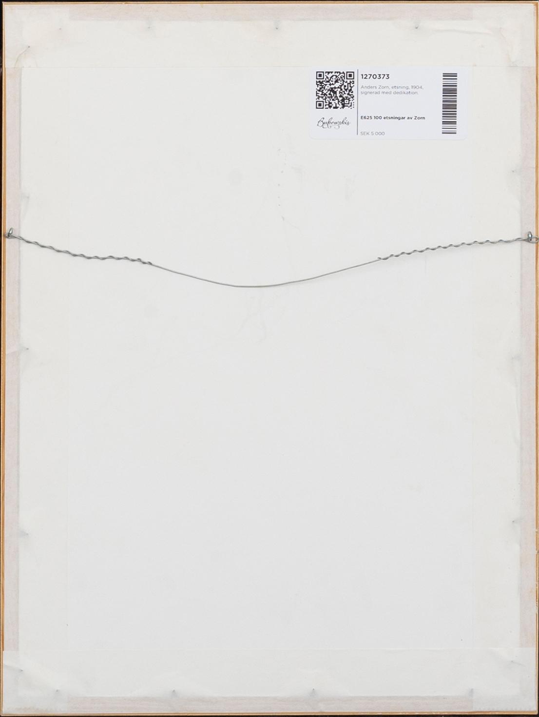 Anders Zorn, a signed etching from 1904.