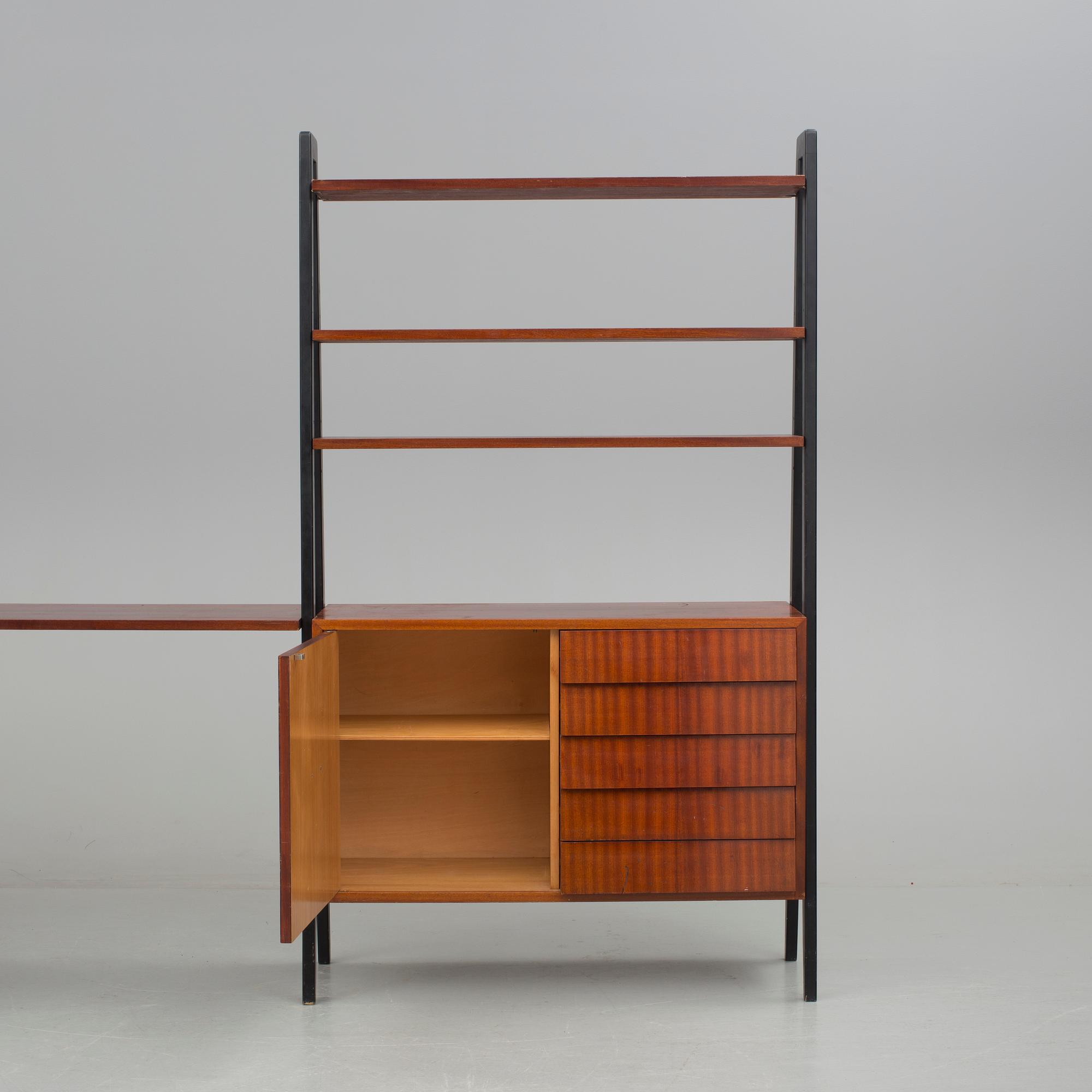 BOKHYLLOR med SKRIVSKIVA, 3 delar, "Tema", Gillis Lundgren, IKEA, 1950-60-tal.