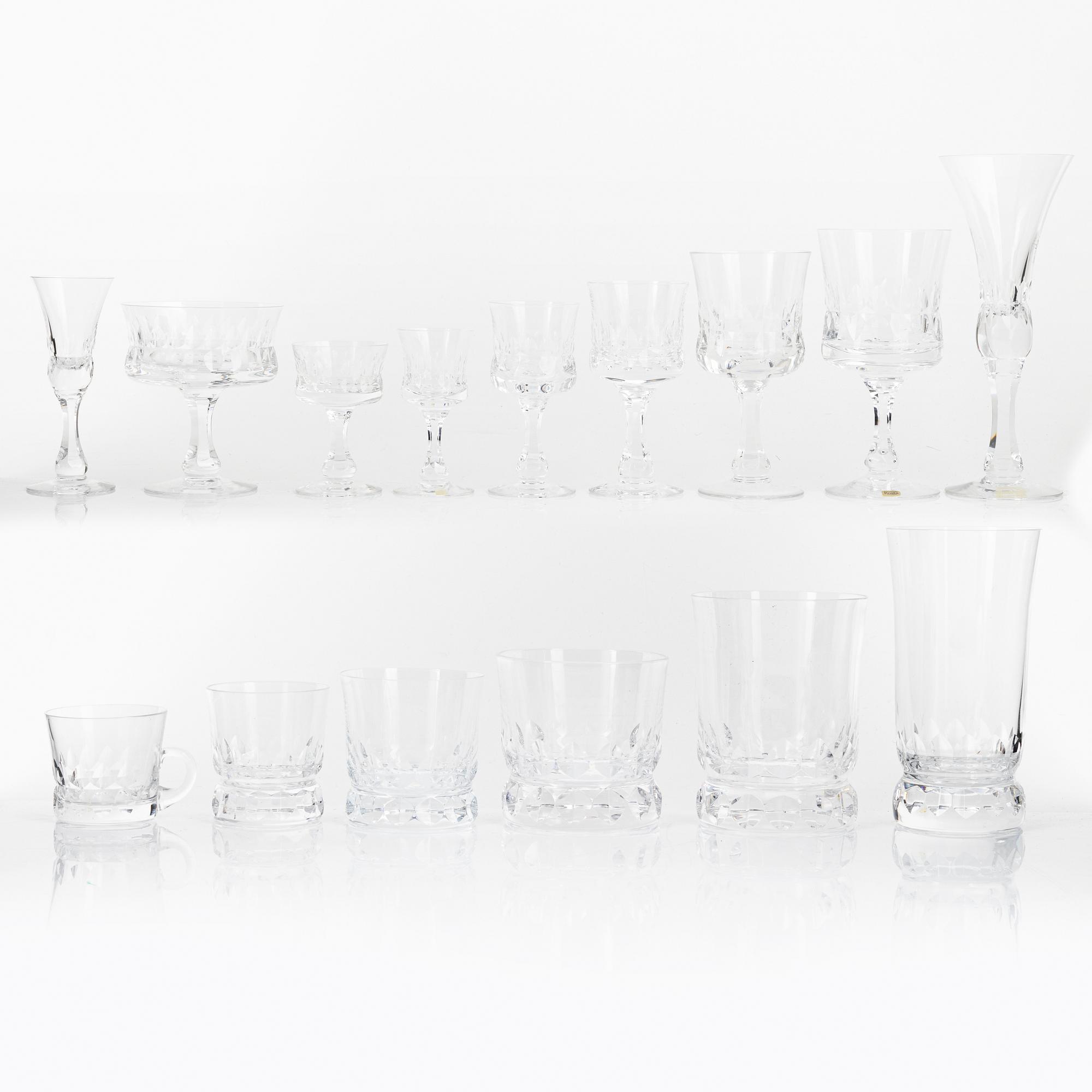 Göran Wärff, a 46-piece 'Prince' glass service, Kosta, Sweden.
