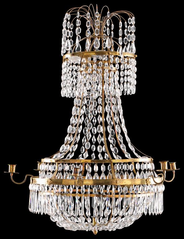 A late Gustavian seven-light chandelier.