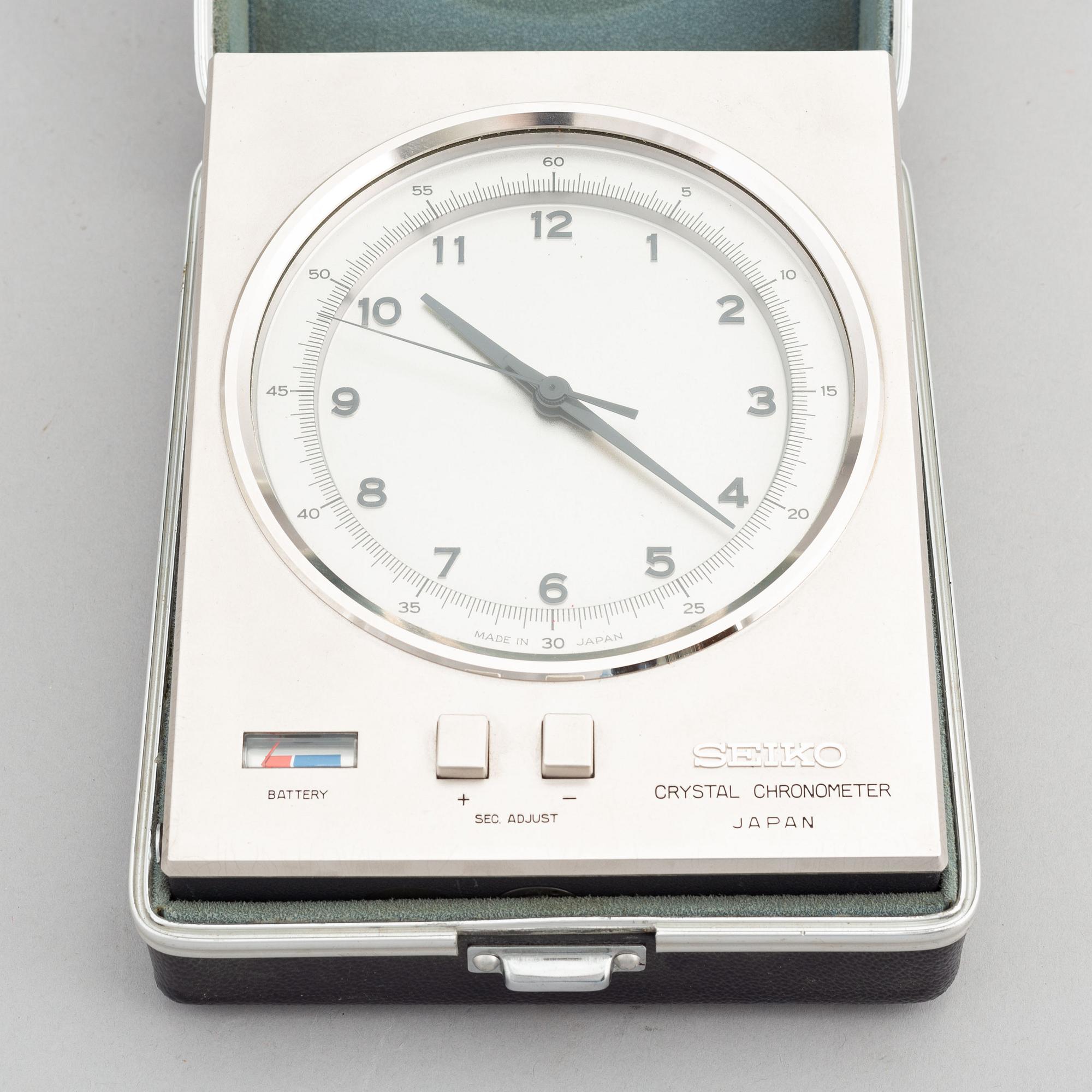 Seiko, Crystal Chronometer, "Three Crowns", table clock, 65 x 80 mm.