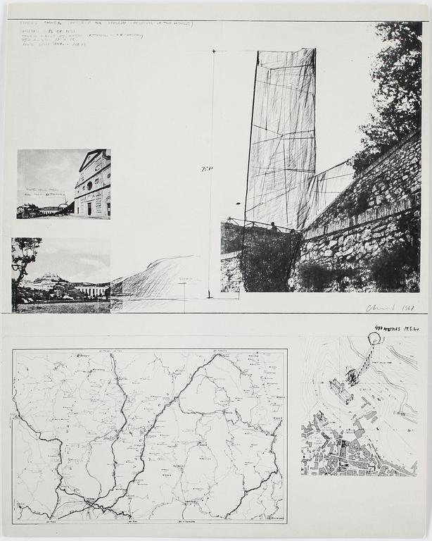 CHRISTO, offsettryck, 9 st, "Packed Tower, Spoleto, Italy 1968.".