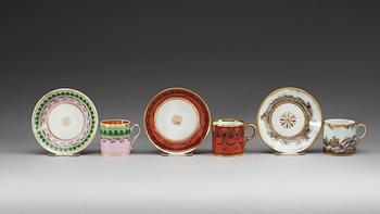 A set of three Paris Empire cups with saucers.