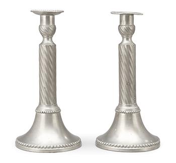 779. A pair of Gustavian pewter candlesticks by E. P. Krietz 1792/94.