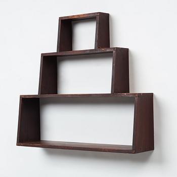 Erik Lund, a modernist dark stained wood triangular wall shelf, Stockholm 1930's.