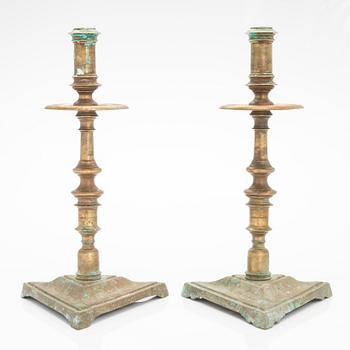 A pair of 18th century candlesticks.