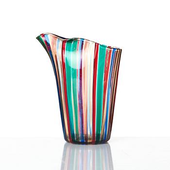 Gio Ponti, a 'Canne' glass pitcher and 9 glasses, Venini, Murano, Italy 1950-60s.