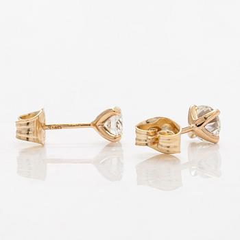 Korvakorut, briljanttihiotut timantit yhteensä 1.02 ct, 14K kultaa.
